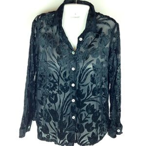 Vintage Dressing Cleo Petites M Black burnout top